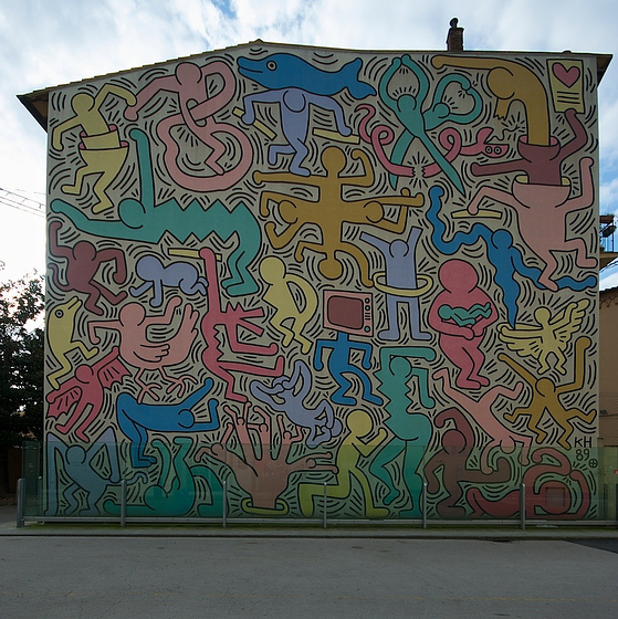 Mural bat Tuttomondo Keith Haring araber ...