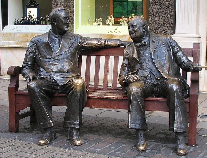 Đồng minh Tượng :Franklin D. Roosevelt và Winston Churchill - Londra | Secret World Trip Planner